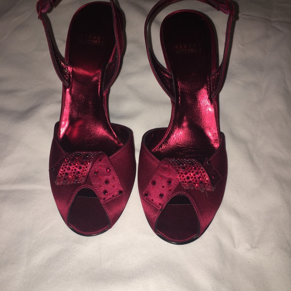 Authentic Stuart Weitzman Red Sling Back Heels - image 2